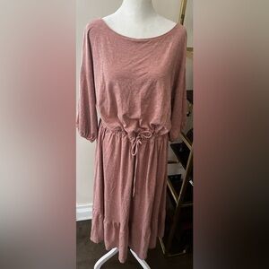 Ann Taylor Knit  blush pink dolman sleeve drawstring waist midi dress